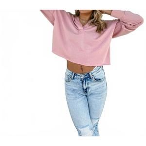 NEW BLAKELY rowan raw hem hoodie in blush